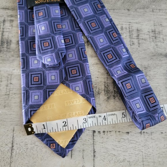 Robert Talbott Lavender Navy and Gray Geometric Print Silk Tie 56.… - Picture 9 of 9